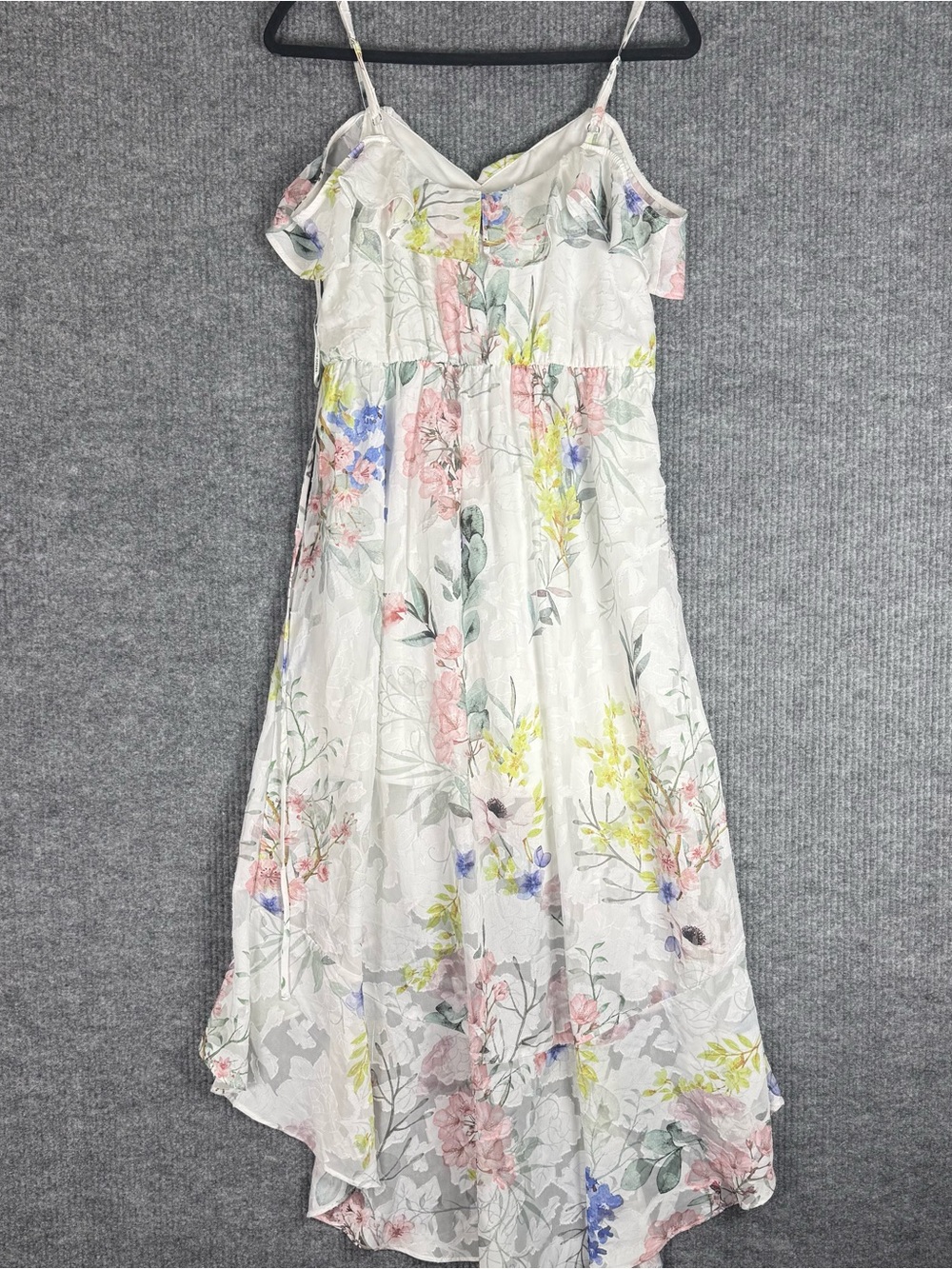 Julia Jordan Floral Hi-Low Maxi Dress Asymmetrical  Cold Shoulder Size 6 Ruffled - Picture 3 of 6